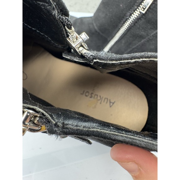 Womens Size 11 Black Heeled Ankle Booties Boots Buckle Accent Cute Sexy Biker - Picture 7 of 11